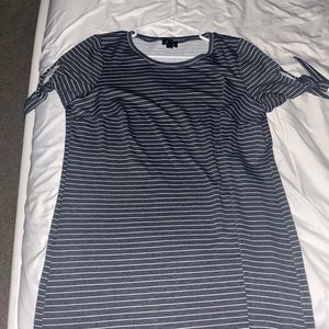 Blue and white striped dress.